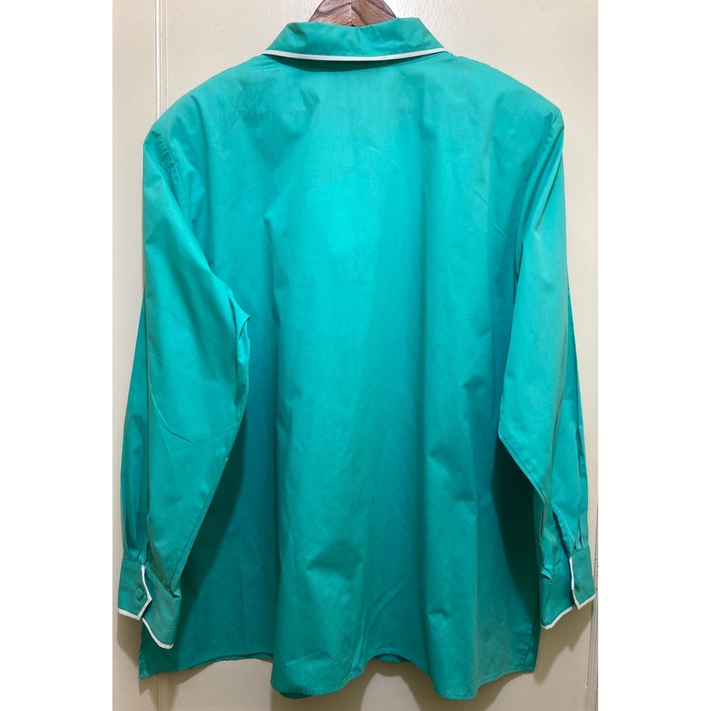 Bob Mackie Wearable Art Women's 3X Button Down Top Green Ribbon Graphic - Picture 2 of 13